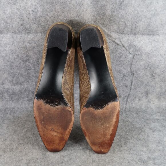 Stuart Weitzman Shoes Womens 9 Pumps Snakeskin Print Leather Fashion Heels Brown - Picture 13 of 14
